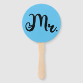 de heer of mevrouw Pink Blue Bride Groom Wedding G Handwaaier (Achterkant)