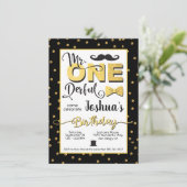 De heer Onderful 1st Birthday partijuitnodiging Kaart (Staand voorkant)