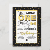De heer Onderful 1st Birthday partijuitnodiging Kaart (Voorkant)