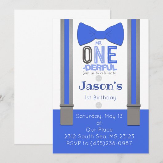 De heer One-derful Birthday Invitation Kaart (Voorkant / Achterkant)