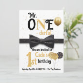 De heer One-derful Black en Gold eerste verjaardag Kaart (Staand voorkant)