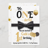 De heer One-derful Black en Gold eerste verjaardag Kaart (Voorkant / Achterkant)