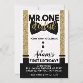 De heer One-Derful Bow stropdas Black en Gold Tuxe Kaart (Voorkant)