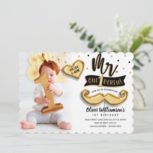 De heer One derful Gold Foil Balloon 1 september F Kaart (Staand voorkant)