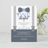 de heer ONEderf Birthday Party Invitation, Bow Str Kaart (Staand voorkant)