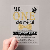 de heer ONEderful 1st Birthday Acryl Uitnodigingen (Insitu (Draagbaar))