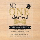 de heer ONEderful 1st Birthday Acryl Uitnodigingen (Voorkant)