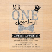 de heer ONEderful 1st Birthday Acryl Uitnodigingen (Voorkant)