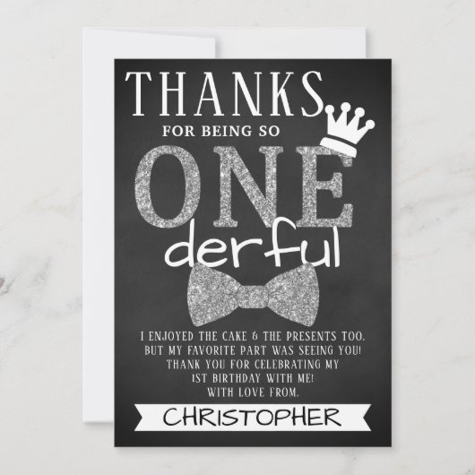 de heer ONEderful 1st Birthday Bedankkaart (Voorkant)