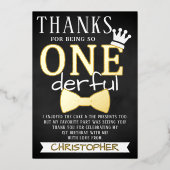 de heer ONEderful 1st Birthday - Dank u wel Folie Uitnodiging (Voorkant)