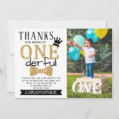 de heer ONEderful 1st Birthday Foto Bedankkaart (Voorkant)