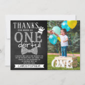 de heer ONEderful 1st Birthday Foto Bedankkaart (Voorkant)