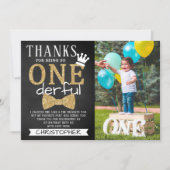 de heer ONEderful 1st Birthday Foto Bedankkaart (Voorkant)