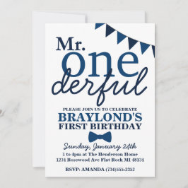 de heer Onederful 1st Birthday Invitation Kaart