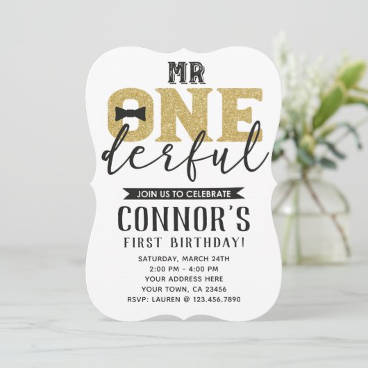 de heer Onederful 1st Birthday Invitation Kaart (Staand voorkant)