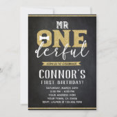 de heer Onederful 1st Birthday Invitation Kaart (Voorkant)