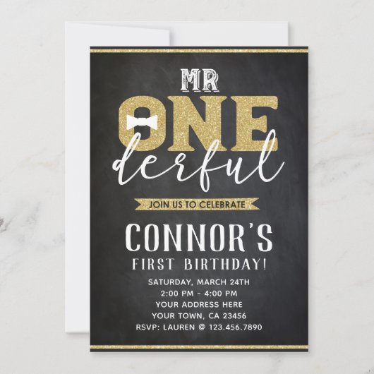 de heer Onederful 1st Birthday Invitation Kaart (Voorkant)