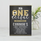 de heer Onederful 1st Birthday Invitation Kaart (Staand voorkant)