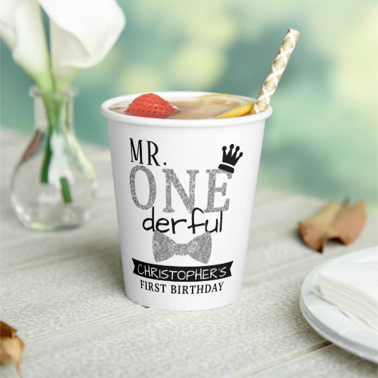 de heer ONEderful 1st Birthday Papieren Bekers (Insitu)