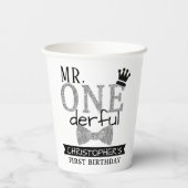 de heer ONEderful 1st Birthday Papieren Bekers (Achterkant)