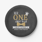 de heer ONEderful 1st Birthday Papieren Bordje (Voorkant)