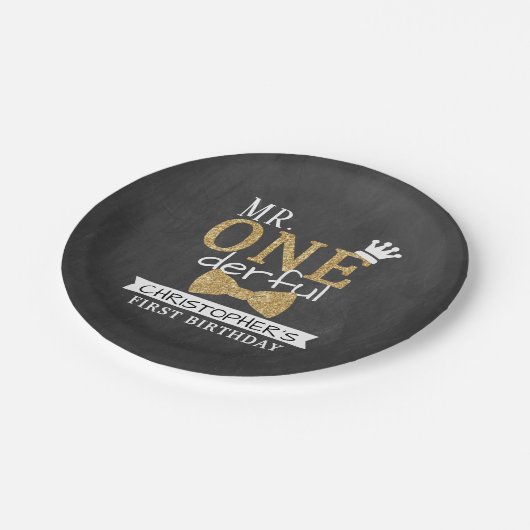 de heer ONEderful 1st Birthday Papieren Bordje (Gekanteld)