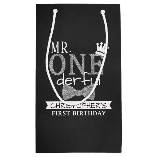 de heer ONEderful 1st Birthday Party Favor Klein Cadeauzakje (Achterkant)