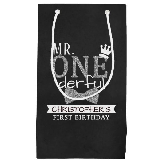 de heer ONEderful 1st Birthday Party Favor Klein Cadeauzakje (Voorkant)