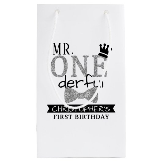 de heer ONEderful 1st Birthday Party Favor Klein Cadeauzakje (Achterkant)