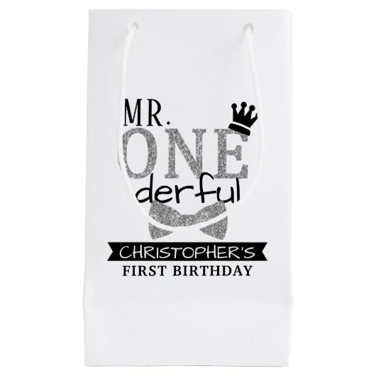 de heer ONEderful 1st Birthday Party Favor Klein Cadeauzakje (Voorkant)