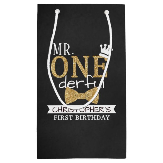 de heer ONEderful 1st Birthday Party Favor Klein Cadeauzakje (Achterkant)