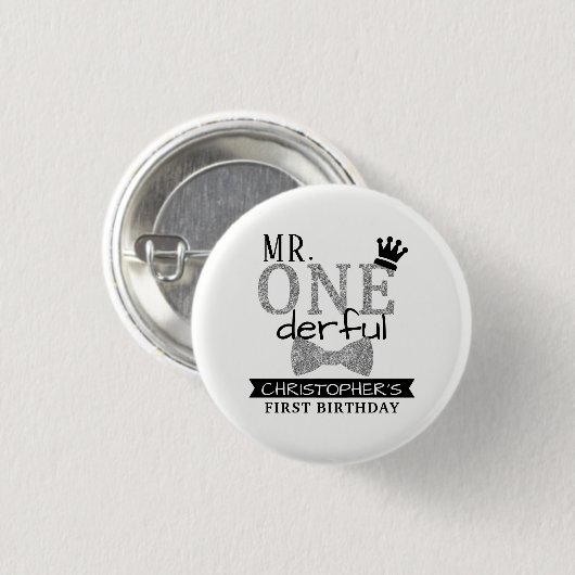 de heer ONEderful 1st Birthday Party Favor Ronde Button 3,2 Cm (Voorkant /achterkant)