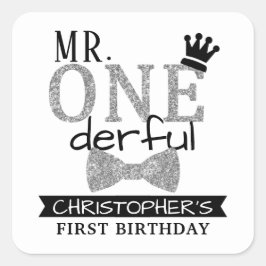 de heer ONEderful 1st Birthday Party Favor Vierkante Sticker