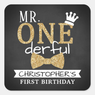 de heer ONEderful 1st Birthday Party Favor Vierkante Sticker