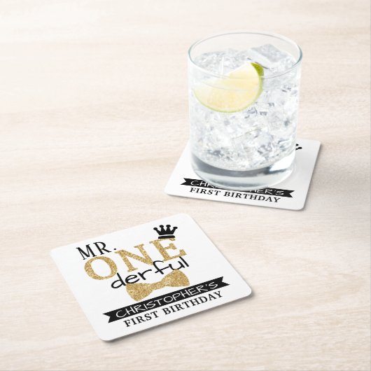 de heer ONEderful 1st Birthday Party Kartonnen Onderzetters (Insitu)