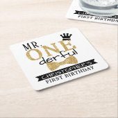 de heer ONEderful 1st Birthday Party Kartonnen Onderzetters (Schuin)