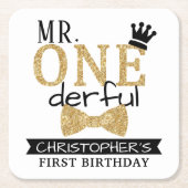 de heer ONEderful 1st Birthday Party Kartonnen Onderzetters (Voorkant)