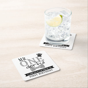 de heer ONEderful 1st Birthday Party Kartonnen Onderzetters