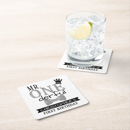 de heer ONEderful 1st Birthday Party Kartonnen Onderzetters (Insitu)