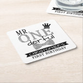de heer ONEderful 1st Birthday Party Kartonnen Onderzetters (Schuin)