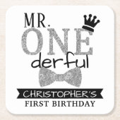 de heer ONEderful 1st Birthday Party Kartonnen Onderzetters (Voorkant)