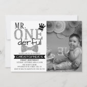 De heer ONEderful 1st Birthday Photo Invitations Kaart (Voorkant)