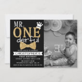 De heer ONEderful 1st Birthday Photo Invitations Kaart (Voorkant)