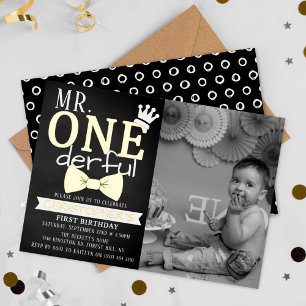 de heer ONEderful 1st Birthday Photo Real Folie Uitnodiging