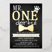 de heer ONEderful 1st Birthday Real Folie Uitnodiging (Voorkant)