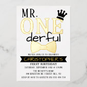 de heer ONEderful 1st Birthday Real Folie Uitnodiging (Voorkant)