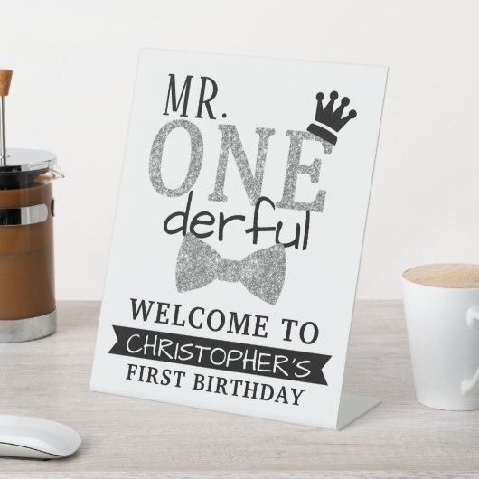 de heer ONEderful 1st Birthday Welcome Reclamebord Met Voetstuk (Insitu)
