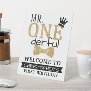 de heer ONEderful 1st Birthday Welcome Reclamebord Met Voetstuk