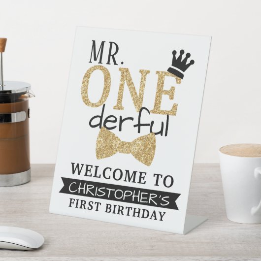 de heer ONEderful 1st Birthday Welcome Reclamebord Met Voetstuk (Insitu)