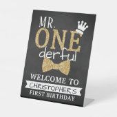 de heer ONEderful 1st Birthday Welcome Reclamebord Met Voetstuk (Voorkant)